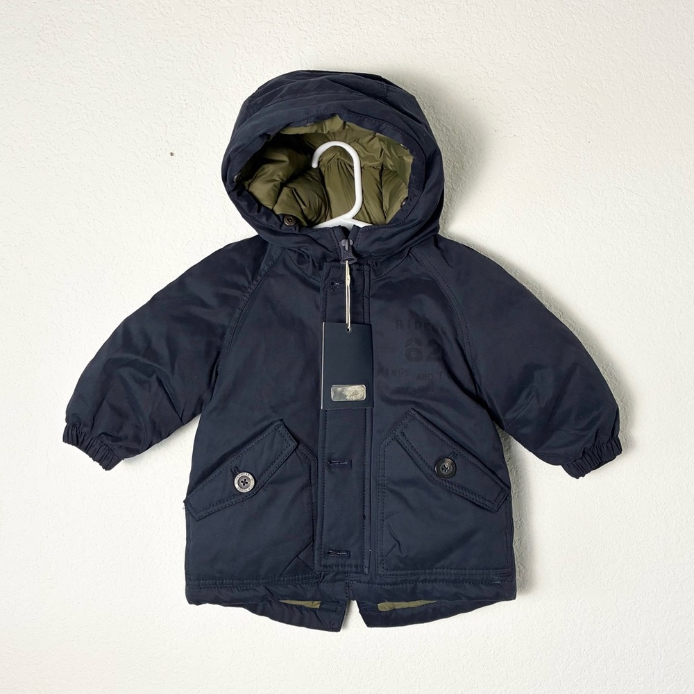 Zara BabyBoy Navy Hooded Down Feather Jacket